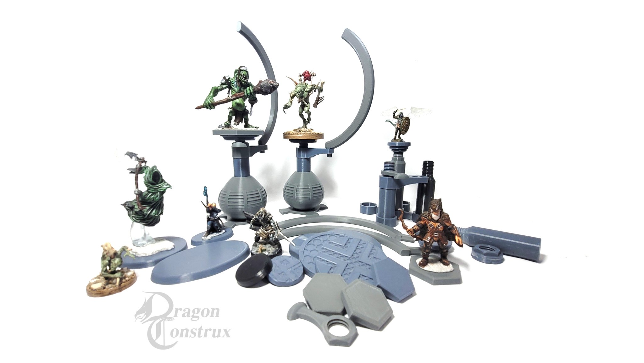 Giá đỡ sơn mô hình mini với thanh hỗ trợ và đế lục giác