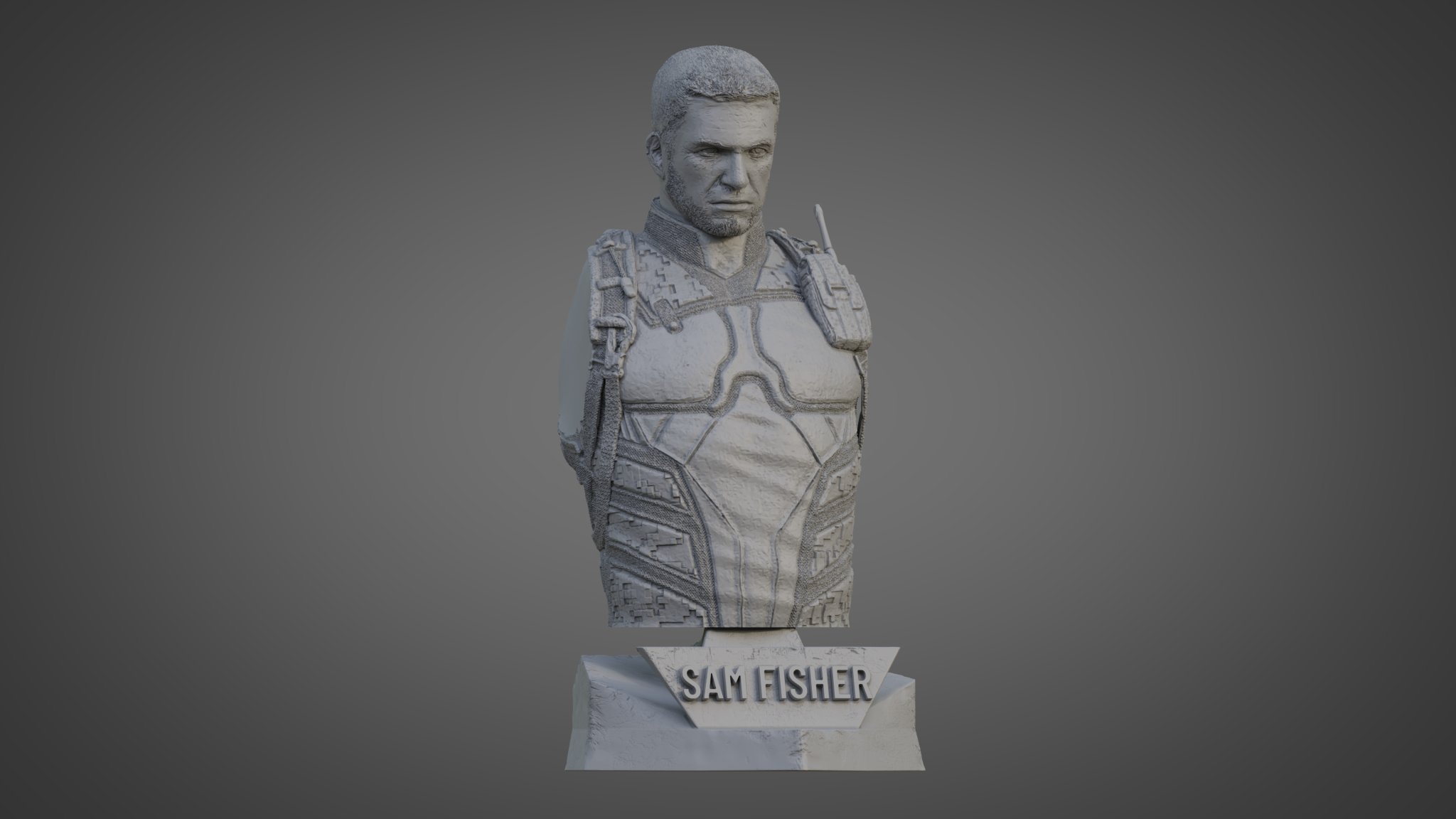Mô hình tượng đầu Sam Fisher chi tiết không cần hỗ trợ 3D