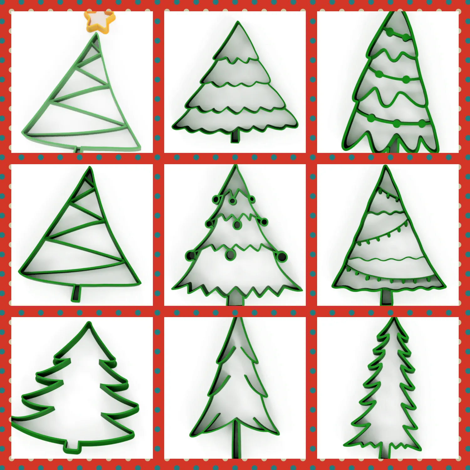 Bộ 33 khuôn cắt bánh quy hình cây thông Giáng sinh