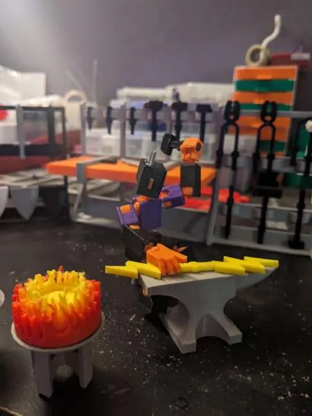 Bộ đồ chơi thợ rèn Mini 13 với bàn làm việc và công cụ