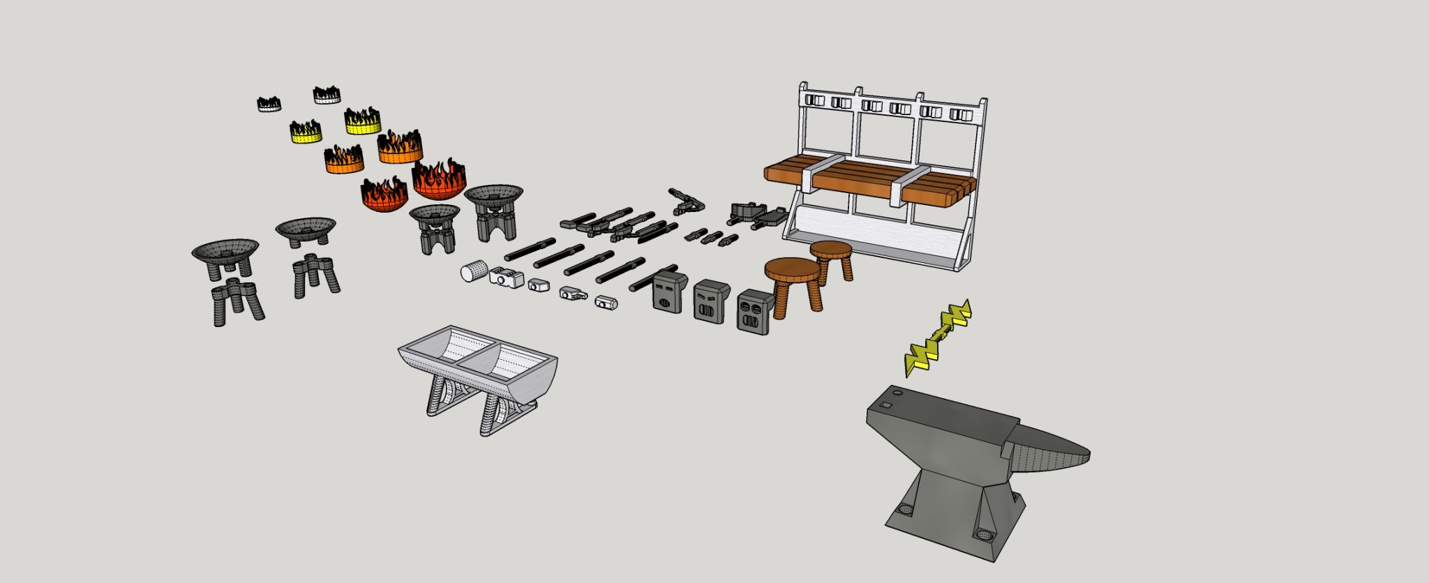 Bộ đồ chơi thợ rèn Mini 13 với bàn làm việc và công cụ