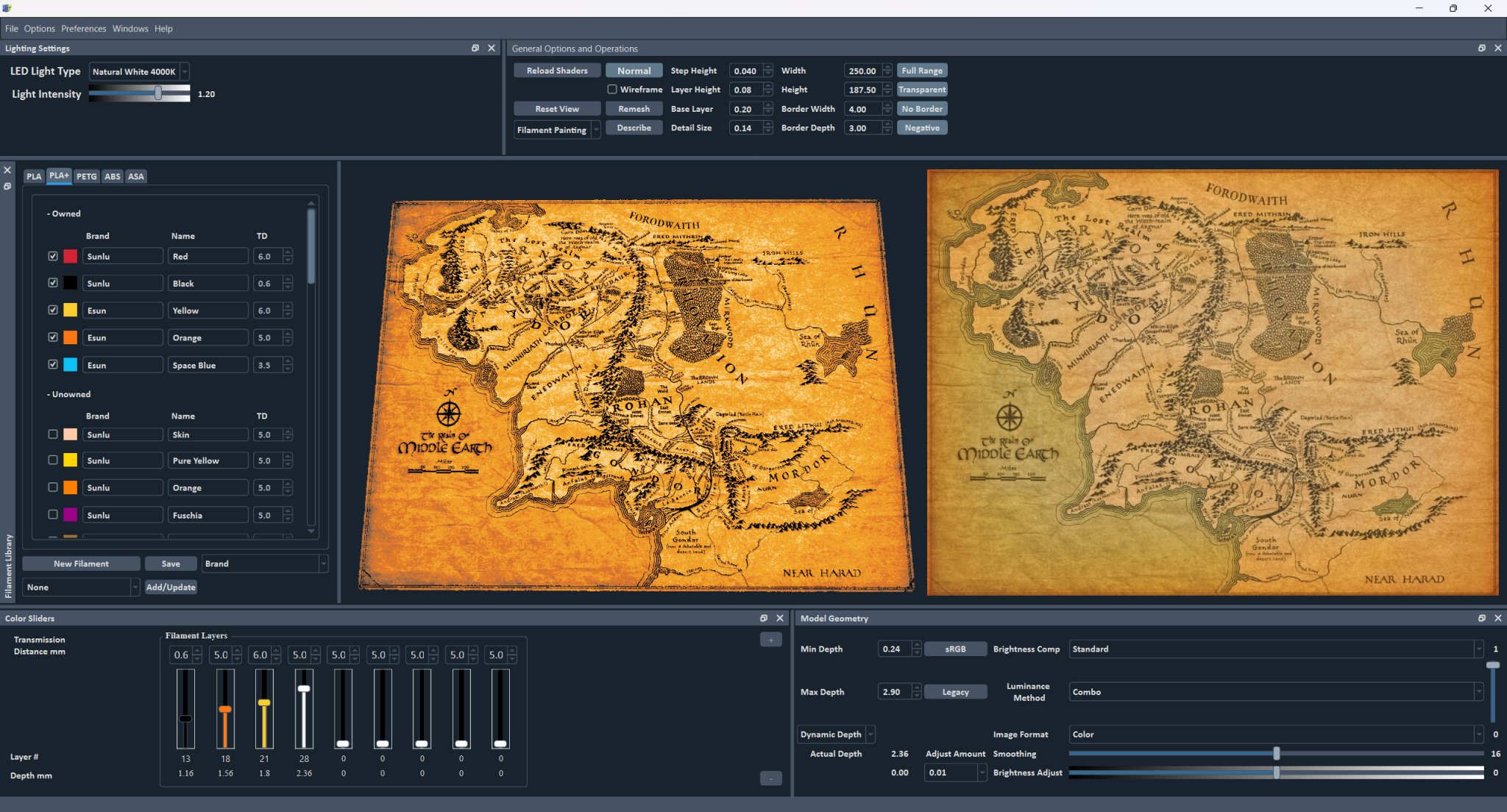 Bản đồ cổ điển từ Lord of the Rings của Hueforge