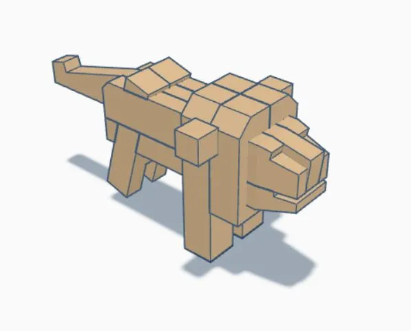 Câu đố gỗ Nhật Bản "Kumiki" hình sư tử vintage