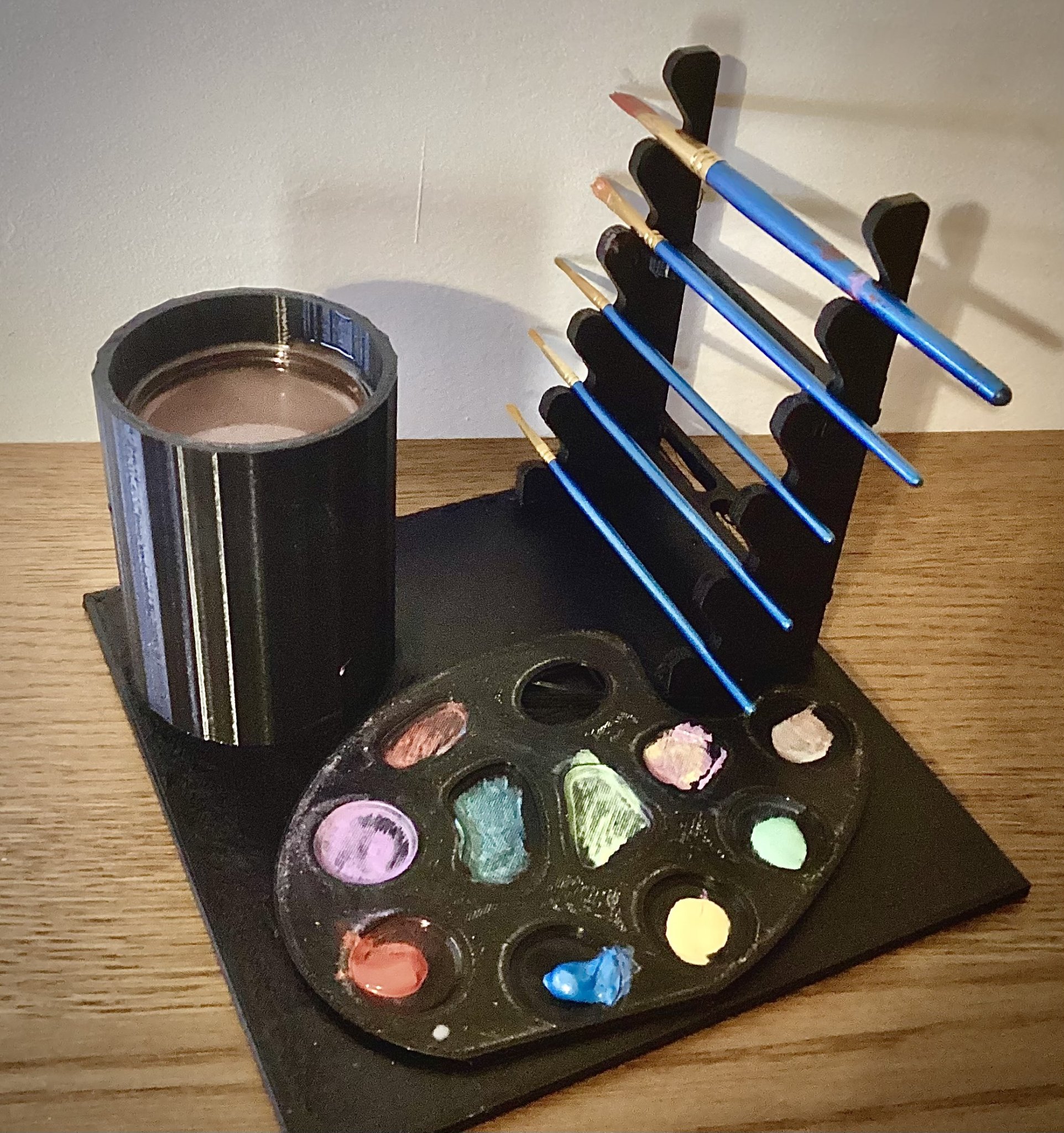 Bảng màu đa năng kết hợp giá đỡ cọ và khay đựng kính