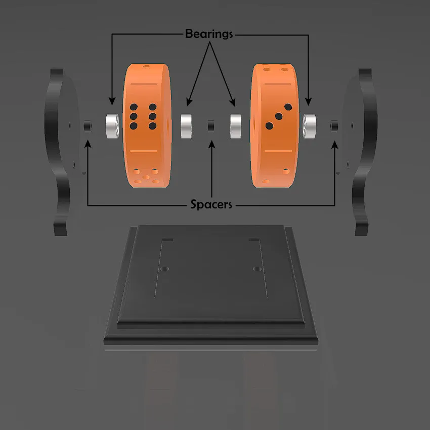 Xúc xắc quay chế tạo từ bạc đạn và nam châm