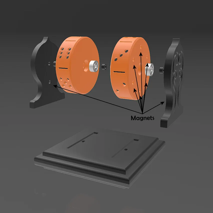 Xúc xắc quay chế tạo từ bạc đạn và nam châm