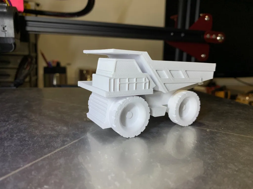 Xe tải ben in 3D với trục và khay xoay