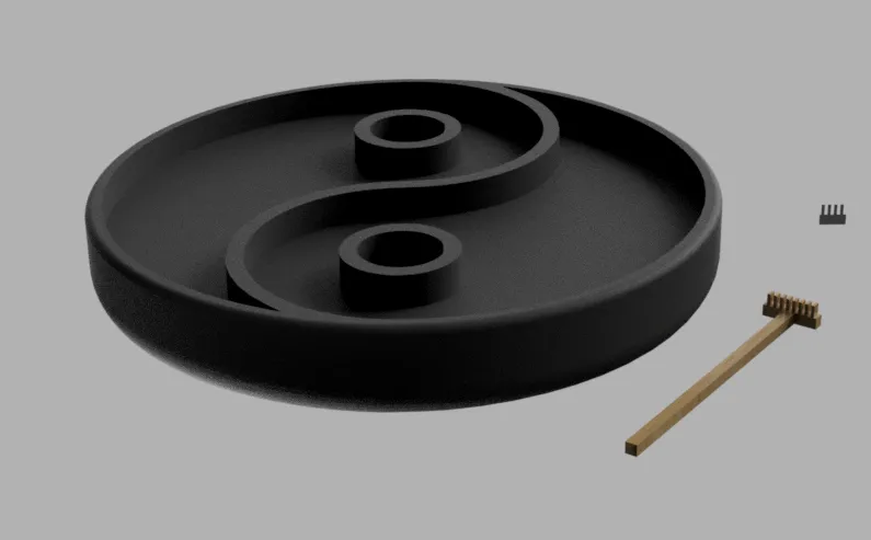 Khay vườn zen yin & yang cho cát và nước với chậu nhỏ trồng cây