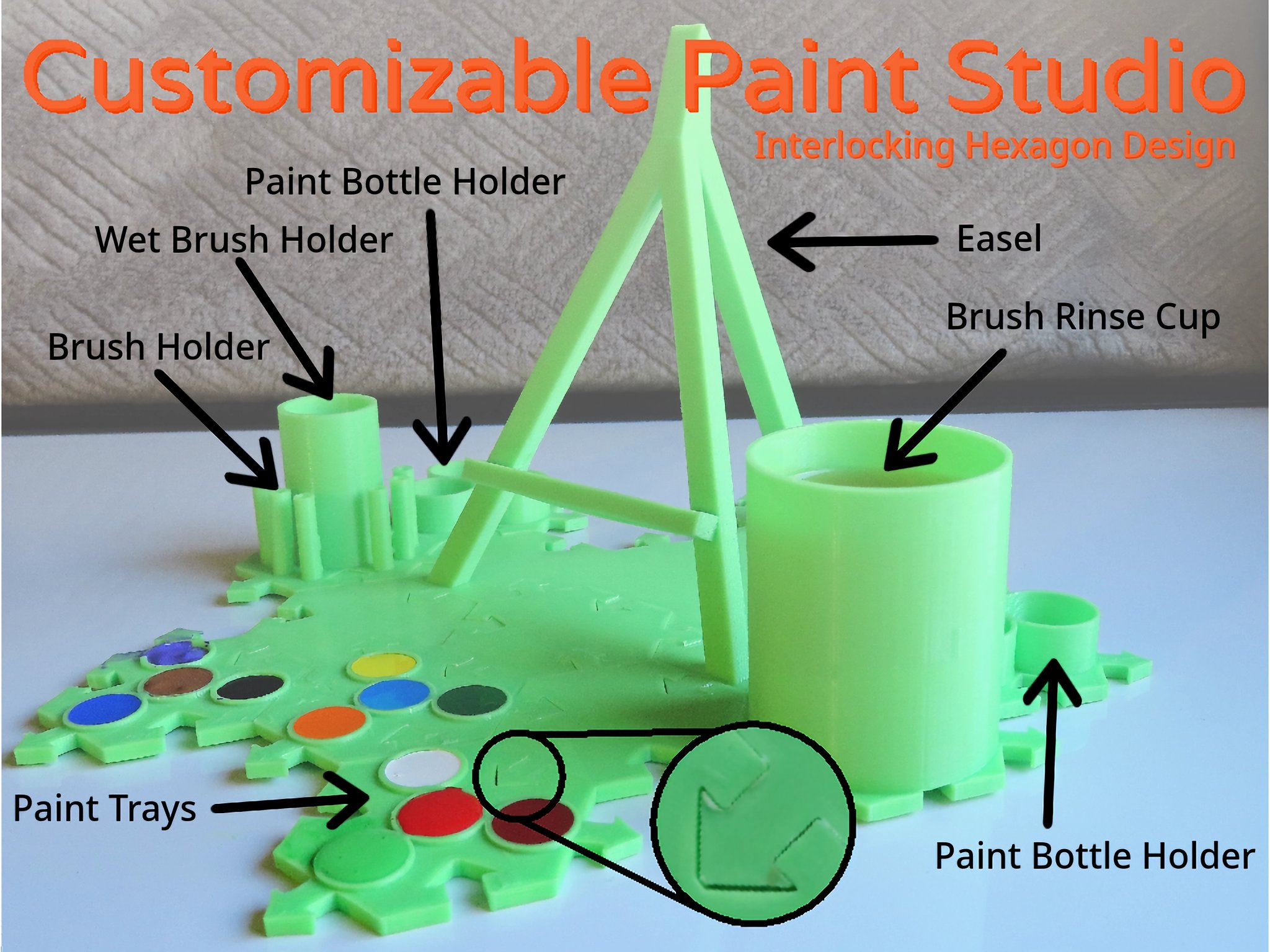 Tiêu đề Xưởng sơn có thể tùy chỉnh Thiết kế hình lục g
