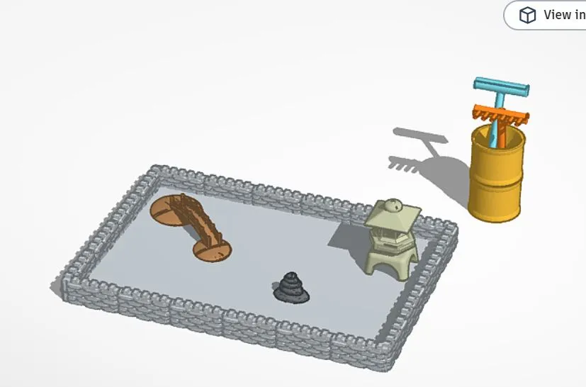 Tiêu đề Vườn Đá Zen Tóm tắt vườn zen với các phụ kiện