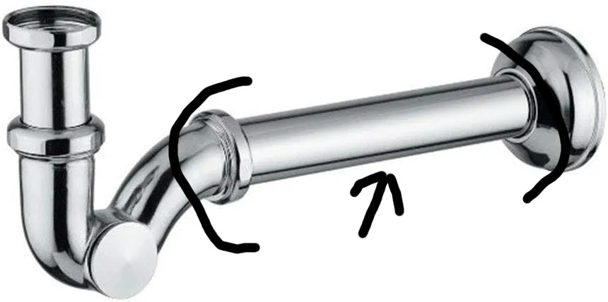 Tiêu đề Ống 26mm Thay thế Siphon Allum Bidet Tổng hợp Bồn 26mm T