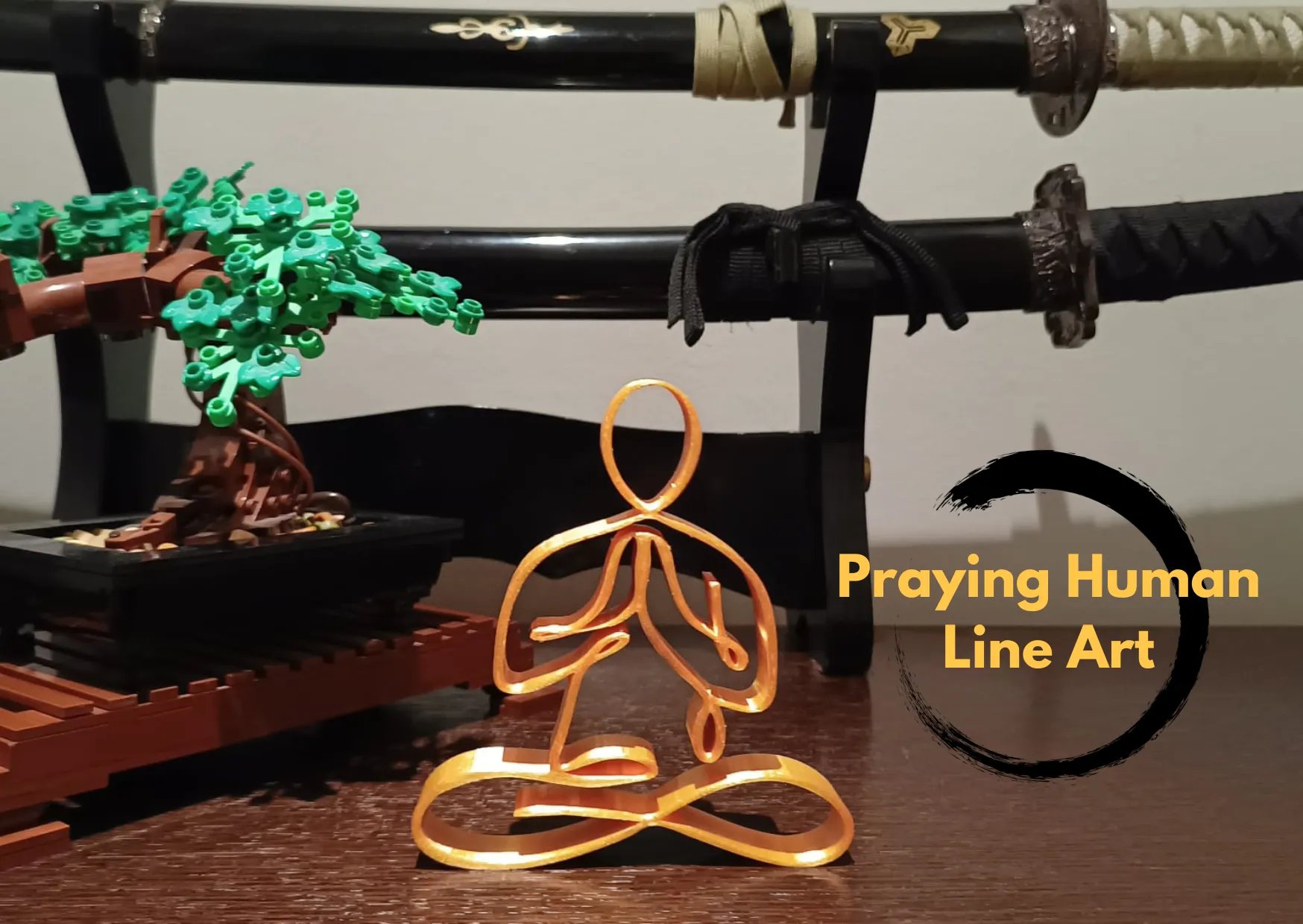 Zen Praying Line Art Sculpture