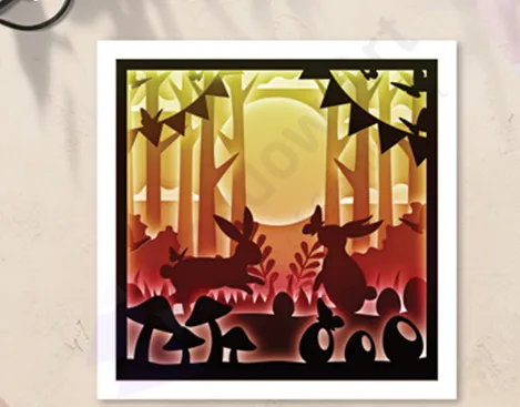 Hộp Đèn Thỏ Phục Sinh 3D