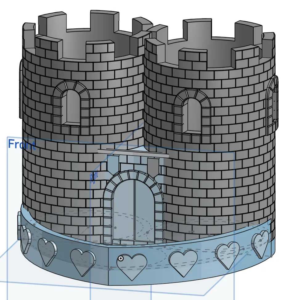 Chưng Bút Lâu Đài Tháp Đôi Có Đế Hình Trái Tim