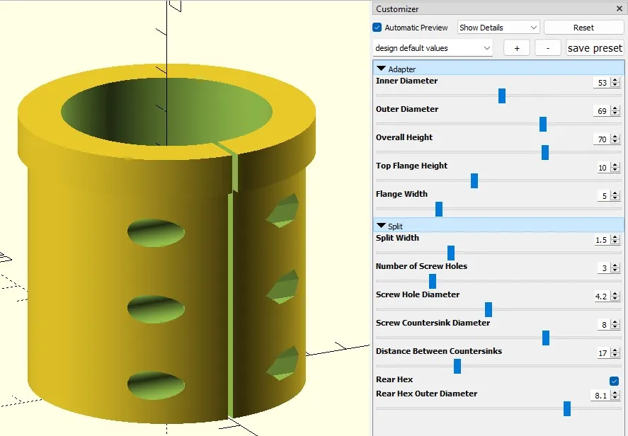 Customizer - Milling Machine Spindle Adapter 52.5mm to 69mm (Revised)