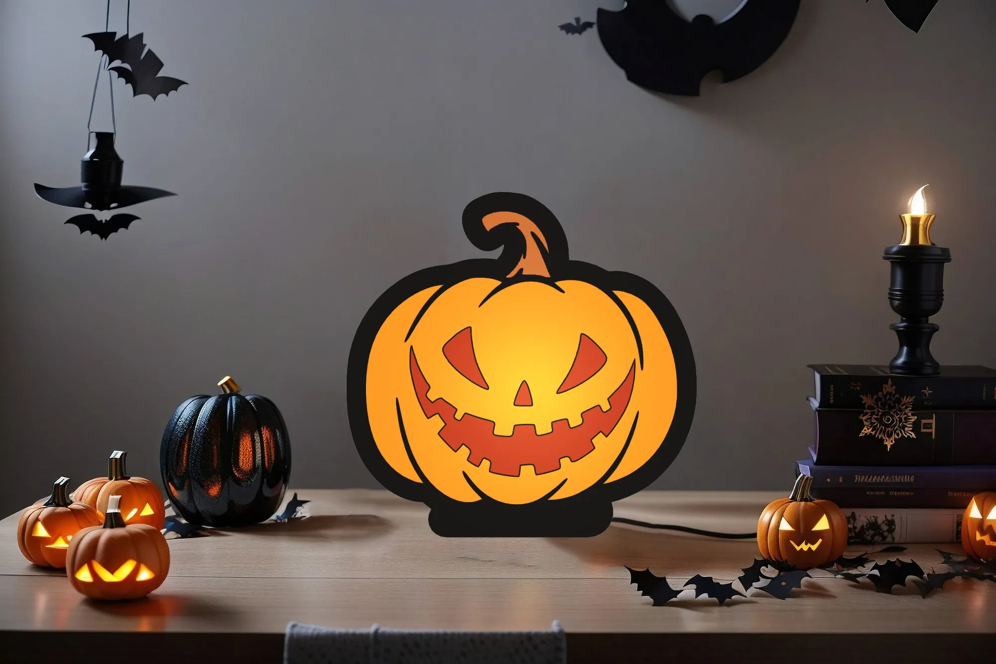 Đèn LED Halloween Bí Ngô LightBox 3D
