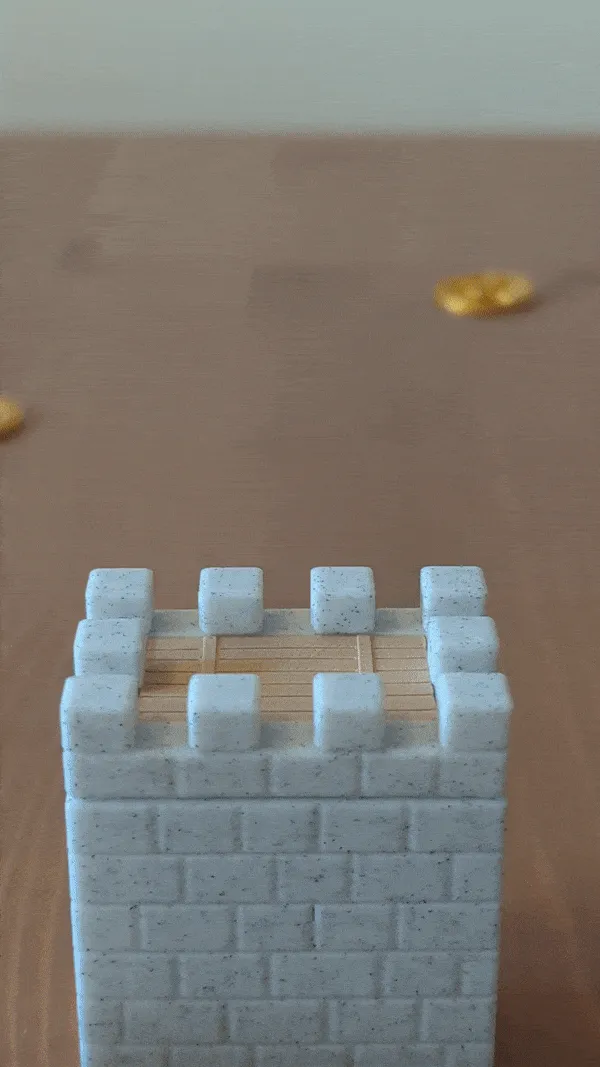 Inspiration Coin with Textured Castle Tower Storage and Rolling Slit