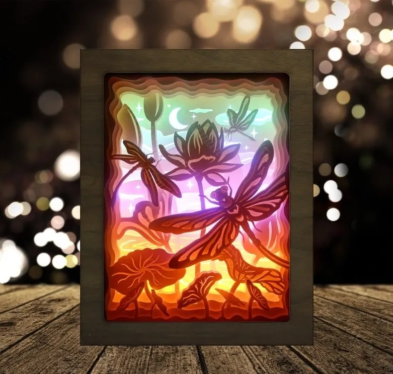 Hộp đèn hoa sen hình chuồn chuồn