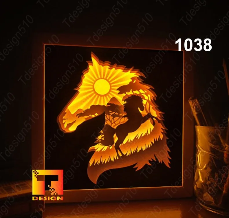 Tiêu đề Hộp đèn cảnh ngựa hoang Tóm tắt hộp đèn Danh mụ