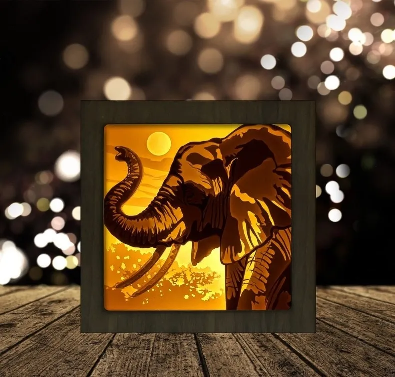 Tiêu đề Hộp đèn vuông chân dung con voi Tóm tắt hộp đèn Dan