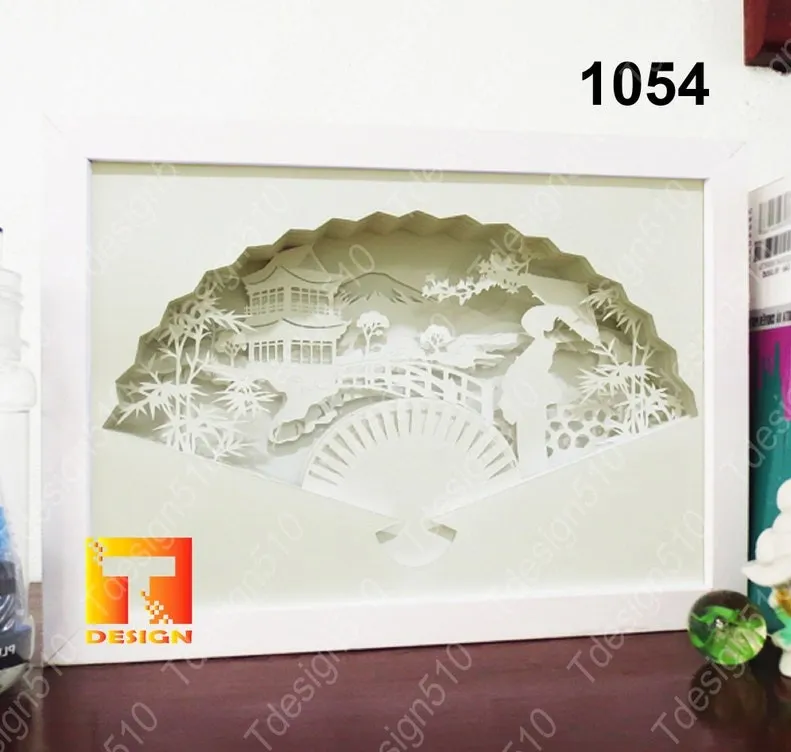 Hand fan Geisha Scene in Japan light box