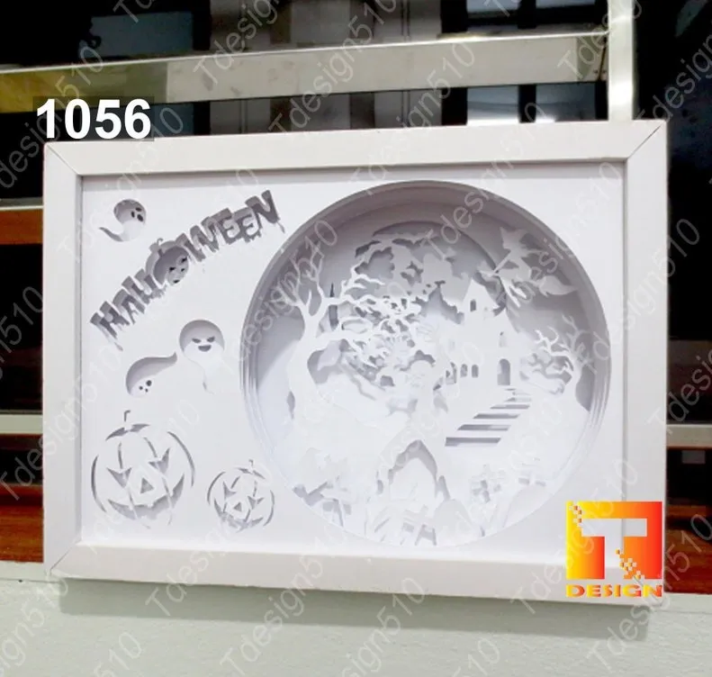 Hộp Đèn Ma Quái Halloween Hình Zombie và Bí Ngô