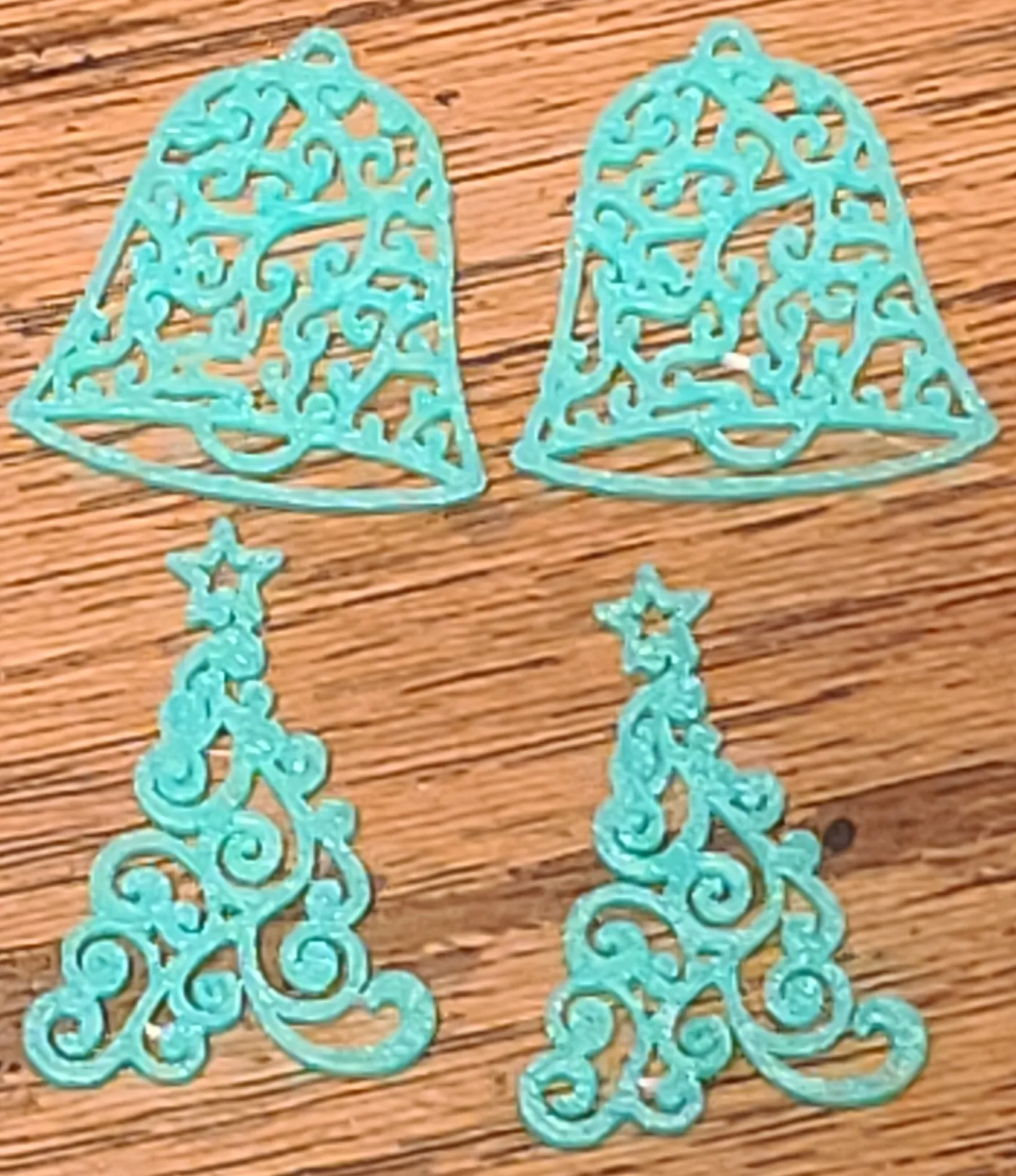 Fancy Christmas Bell, Fancy Christmas Tree Earrings