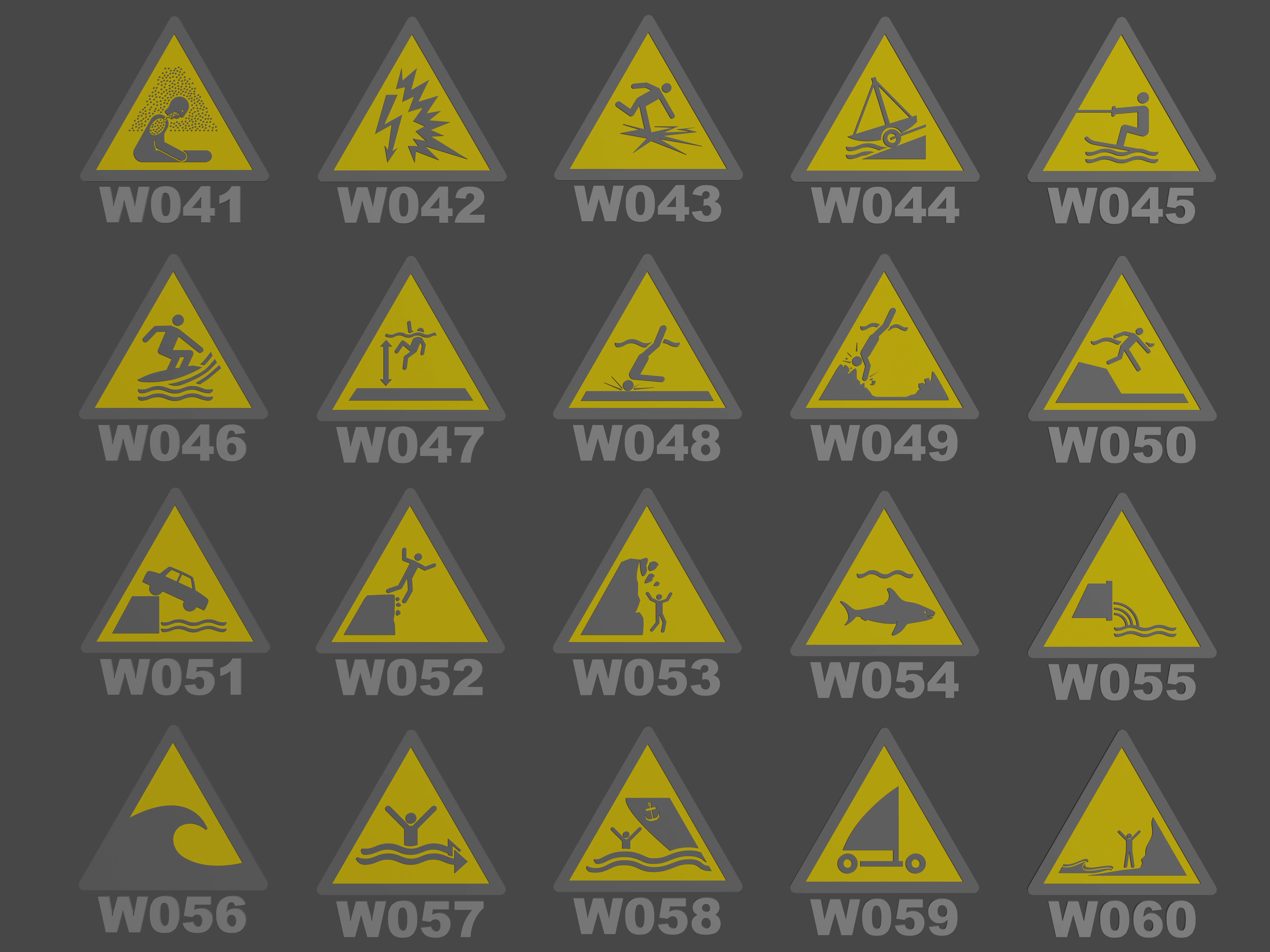 Tiêu đề ISO 7010 Bộ sưu tập biển báo cảnh báo đầy đủ W