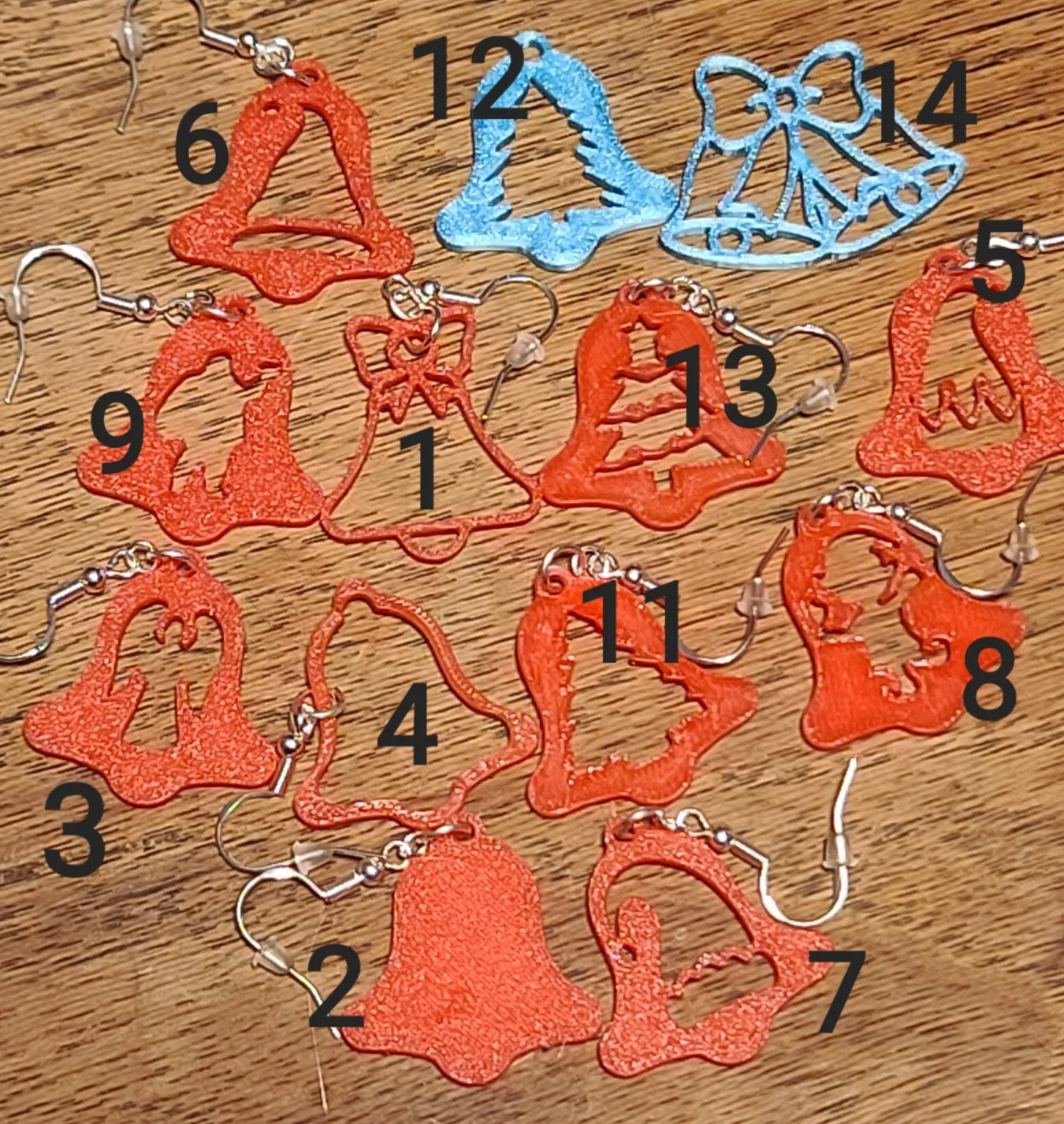 2D Christmas Bell Earrings