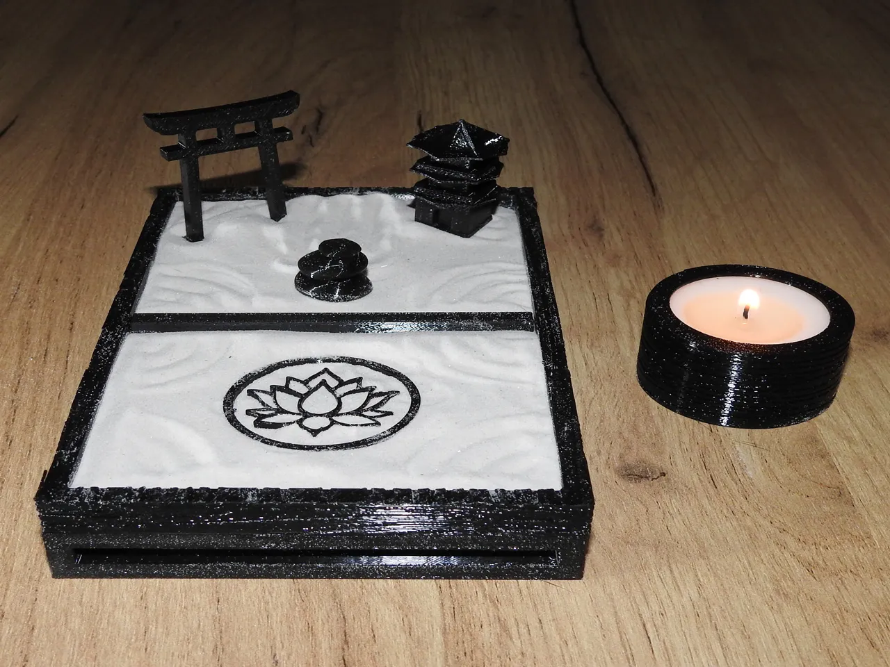 Tiêu đề Bàn vườn Zen kèm biểu tượng và phụ kiện Tổng hợ