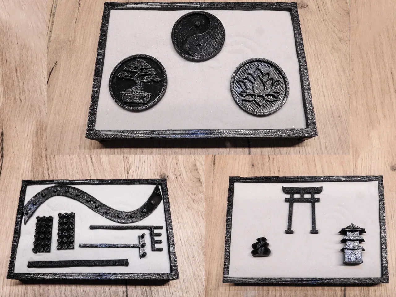 Tiêu đề Bàn vườn Zen kèm biểu tượng và phụ kiện Tổng hợ