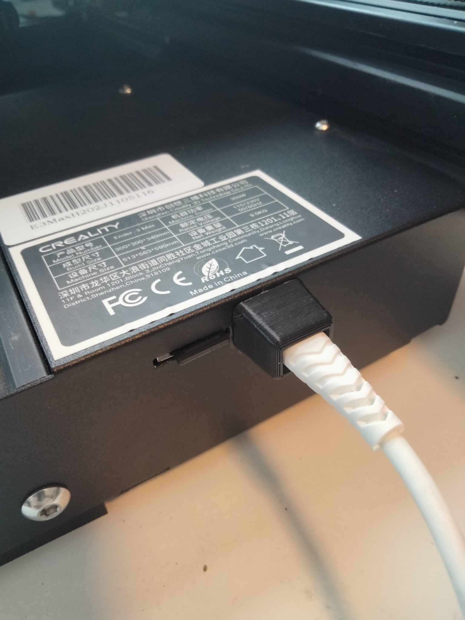 Micro usb support block for ender 3 printers