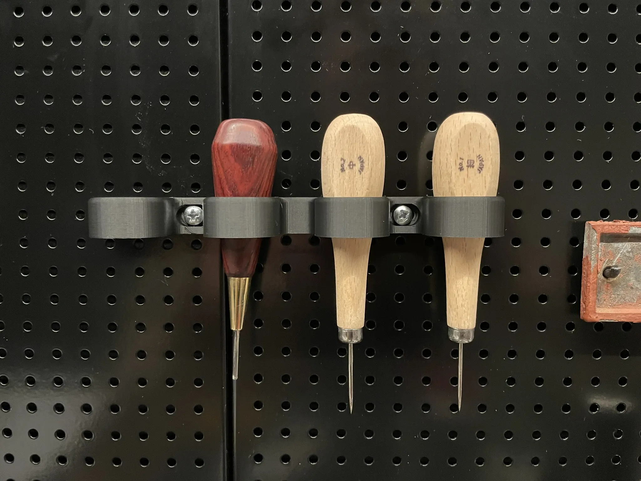 Awl holder for Biltema pegboard