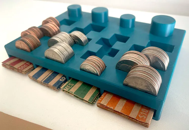 Hộp Đựng Tiền Xu Mỹ Có Chỗ Cất Giấy Gói & Hỗ Trợ Cuốn Tiền