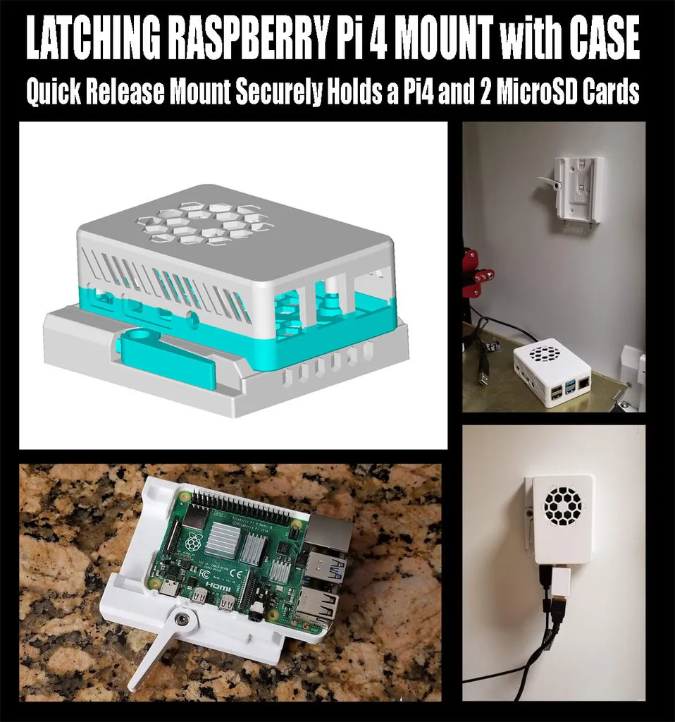 Tiêu đề Raspberry Pi 4 Quick Release Latching Mount phiên bản 2020 T-sl