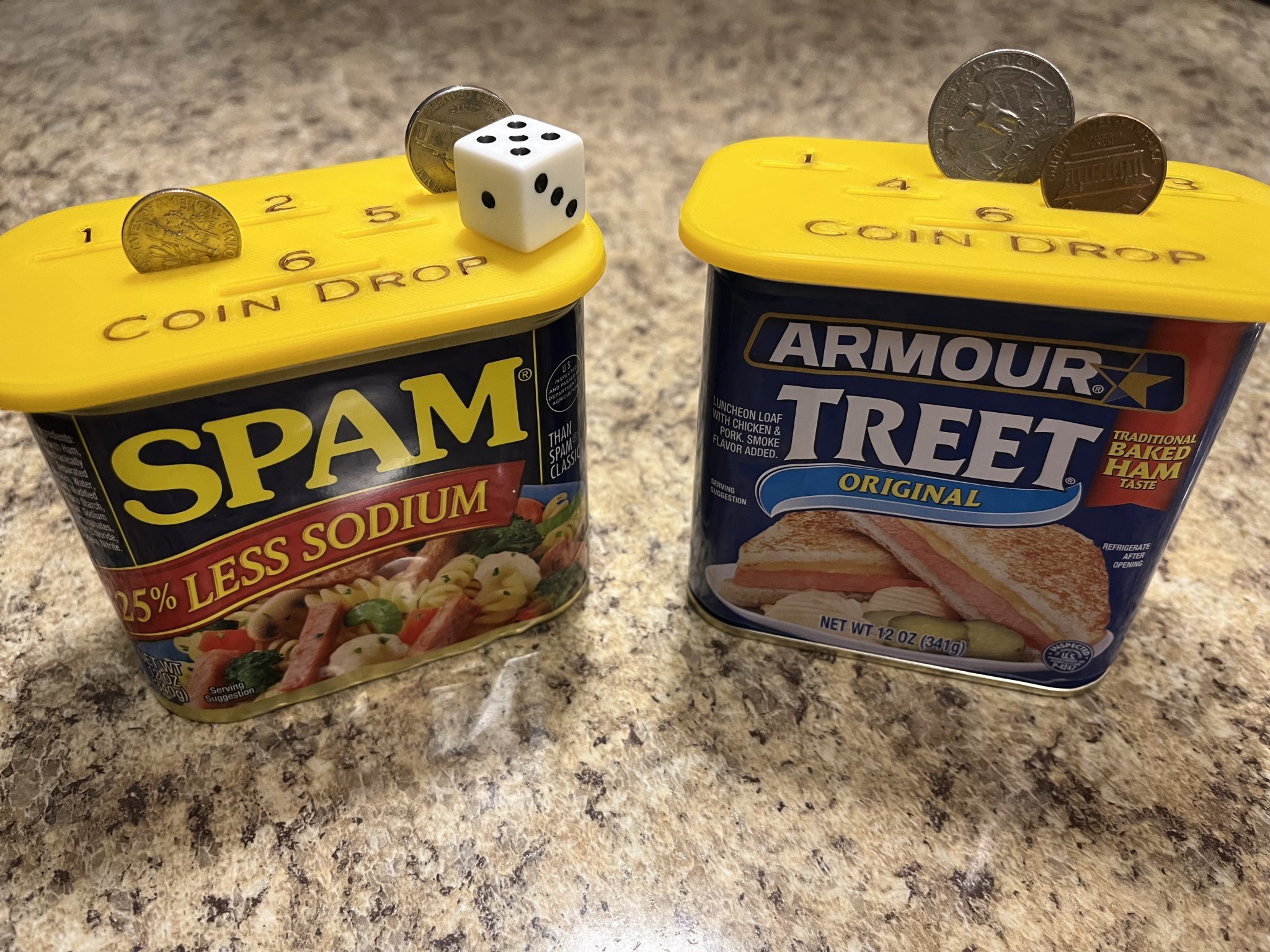 Tiêu đề Penny Drop Lid Tóm tắt Nắp vừa với lon SPAM hoặc Treet