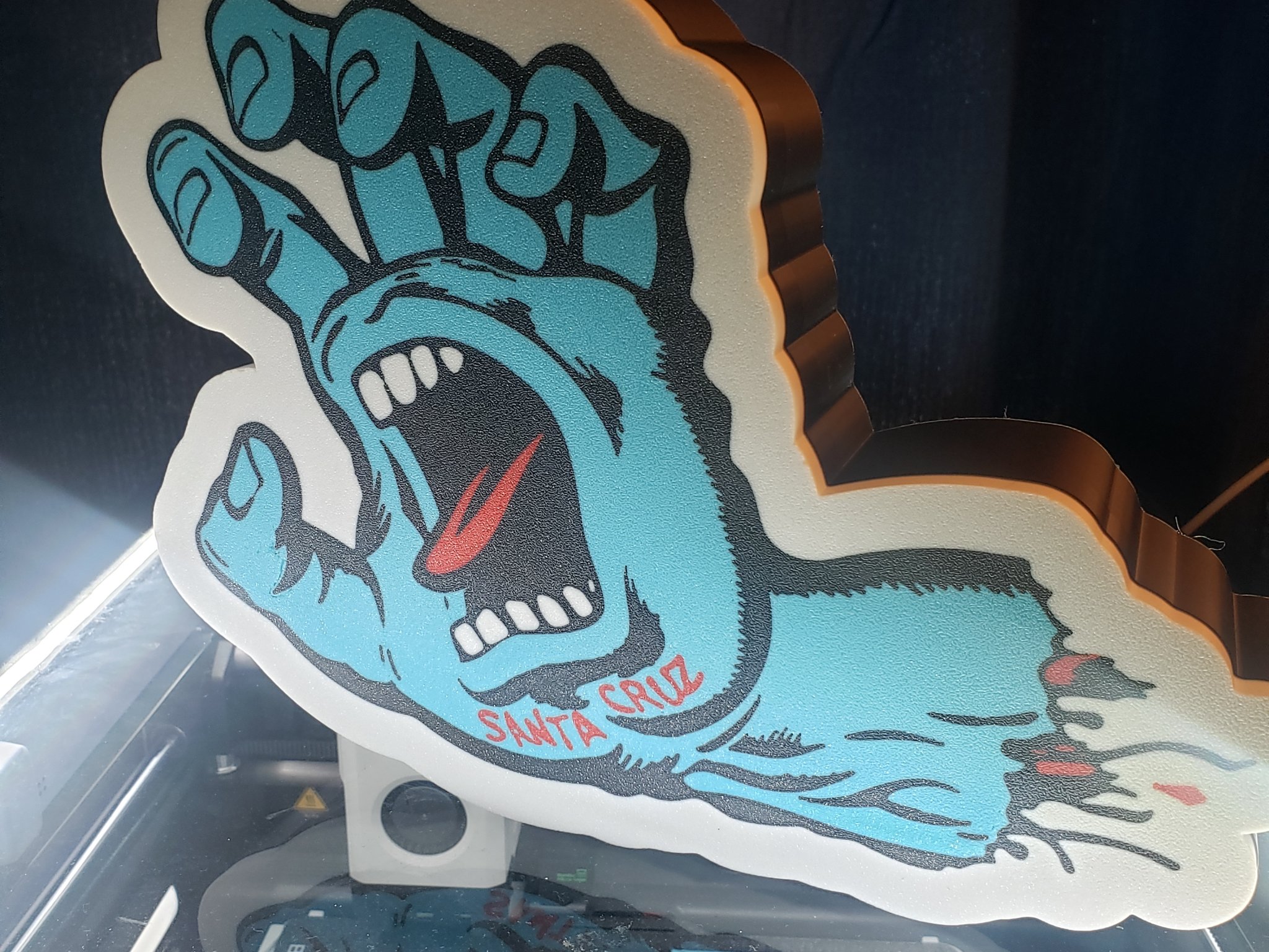 1970's & 1980's Vintage Santa Cruz Skateboard Screaming Hand Logo Lightbox