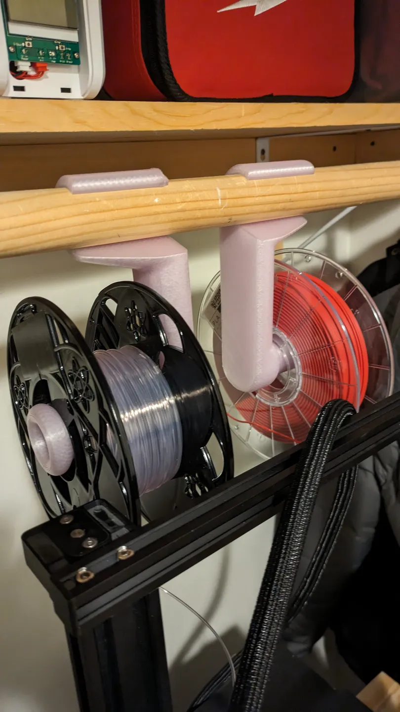 Hanging Filament Spool Holder For Closet Rods