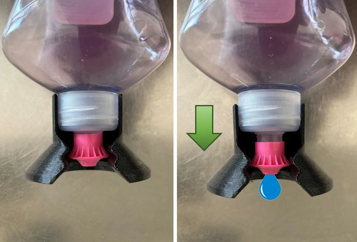 Upside down dishwashing liquid holder