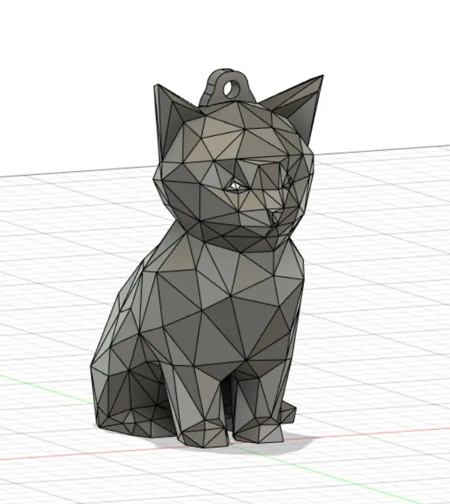 Cute Low Poly Cat - Keychain