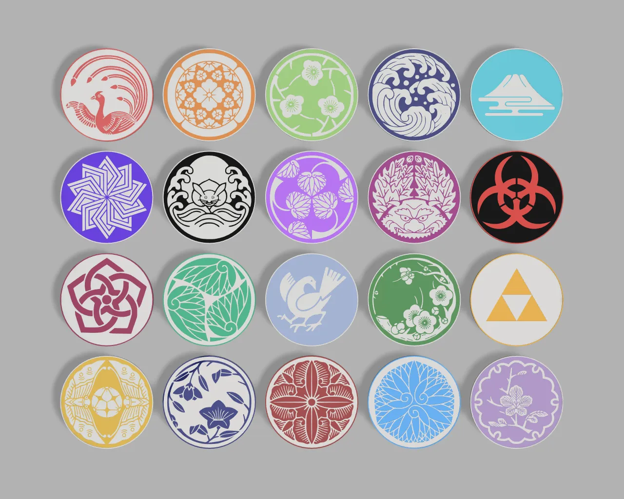 Bộ Sưu Tập Đế Lót Ly Huy Hiệu Kamon