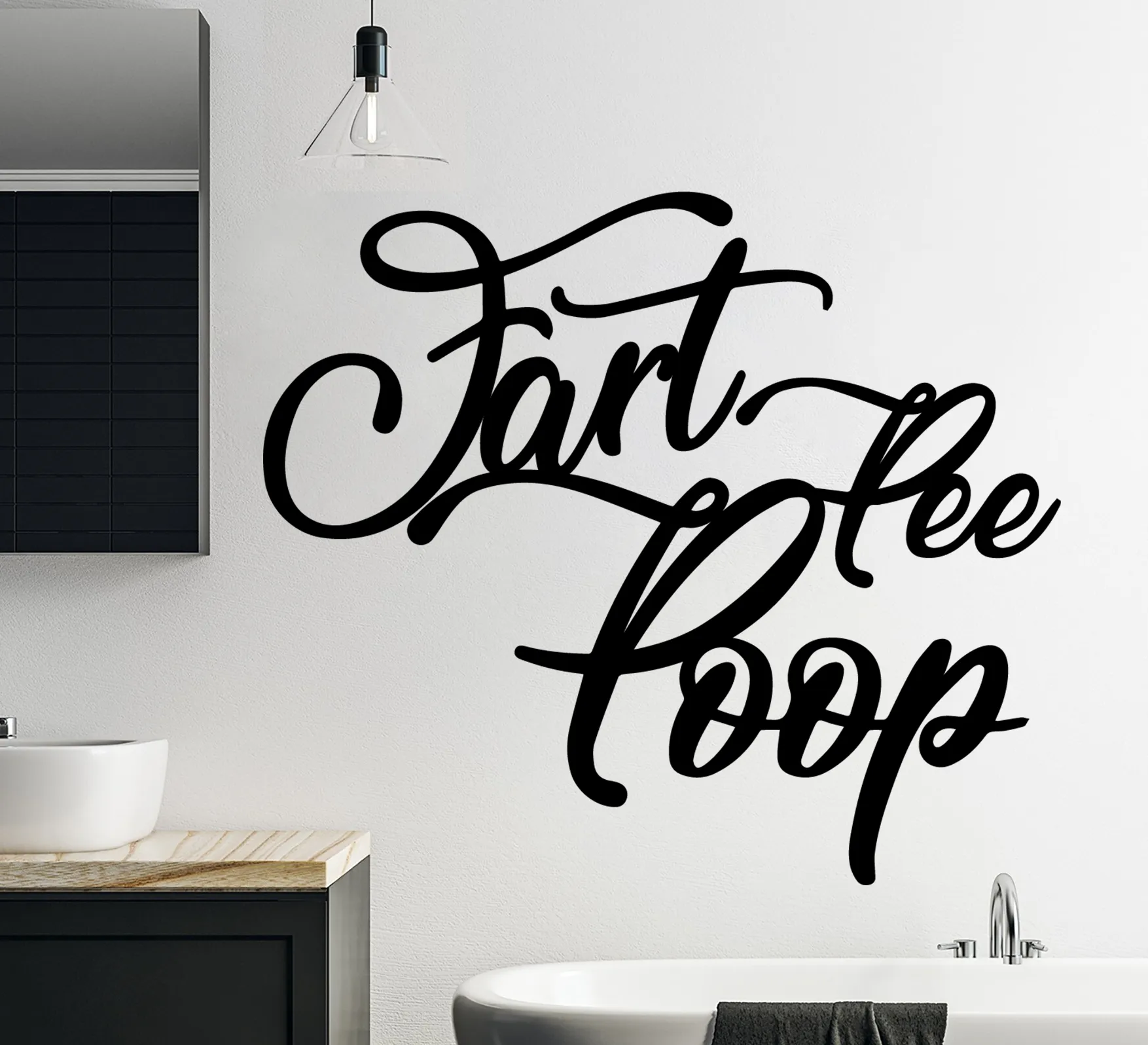 Tiêu đề Biển hiệu trang trí phòng tắm chữ thảo trang trí Fart