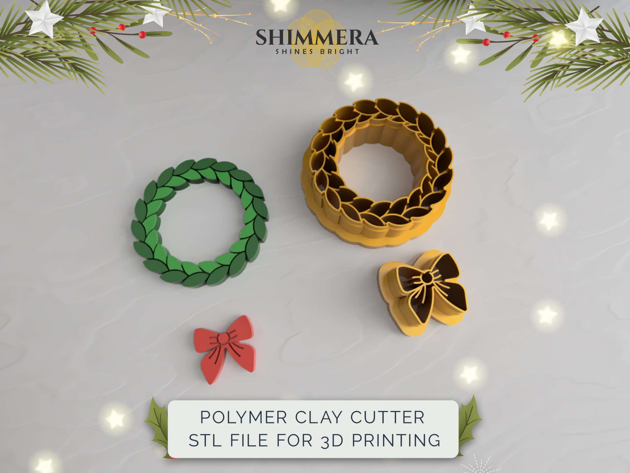 Tiêu đề Vòng hoa giáng sinh có nơ bằng đất sét polymer Tóm tắt