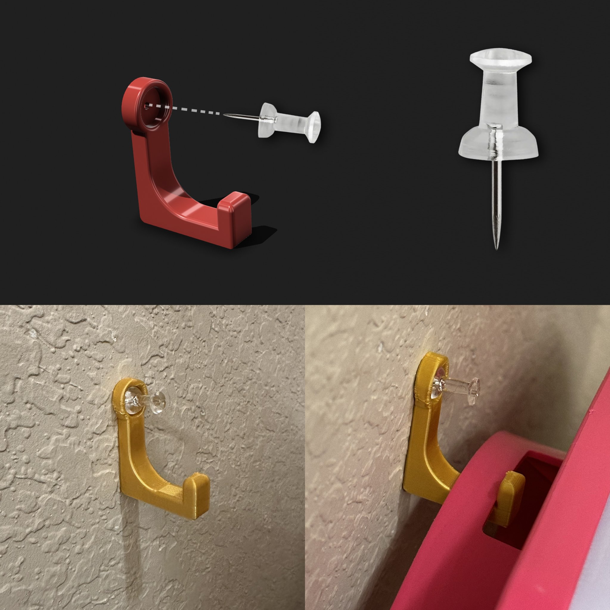 DL Hook | Design to be compatible with push pins | Easy to use