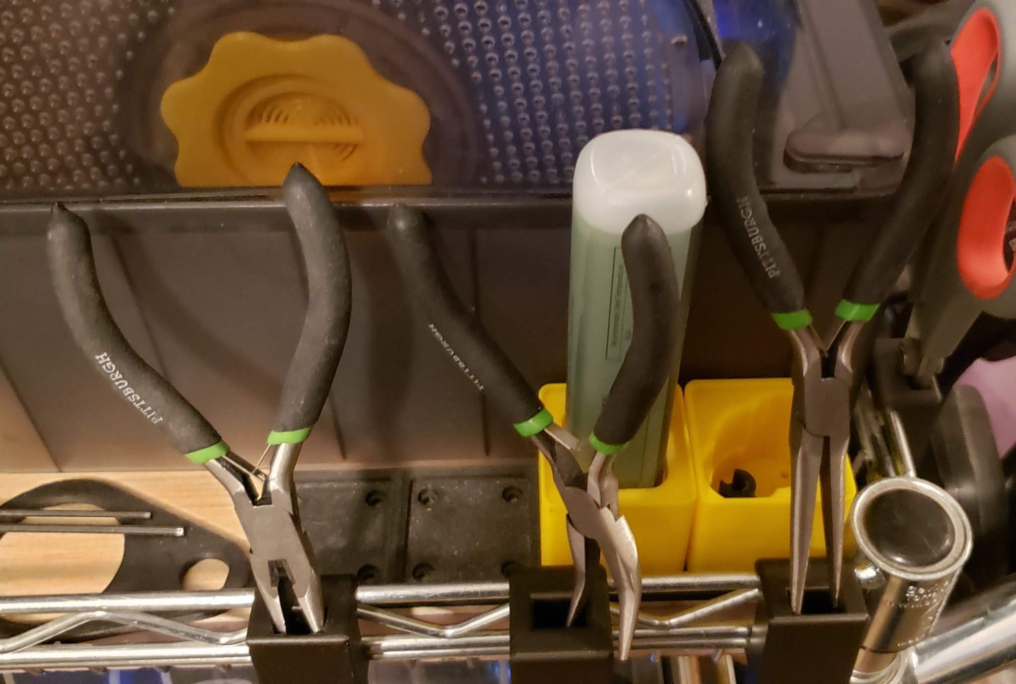 Scissor and Harbor Freight plier holders for Seville Classics Utility Cart