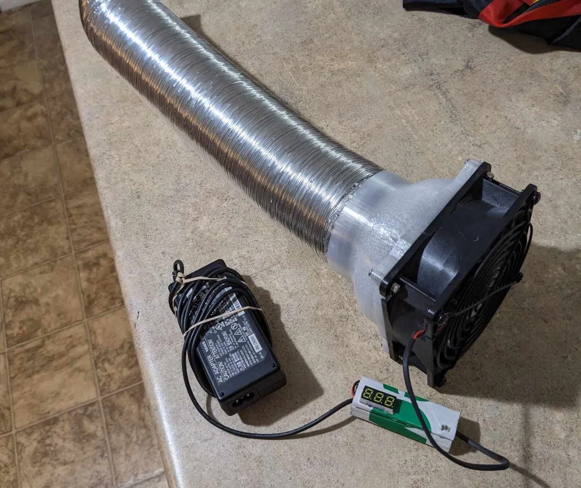 3" dryer hose to 120mm fan connector