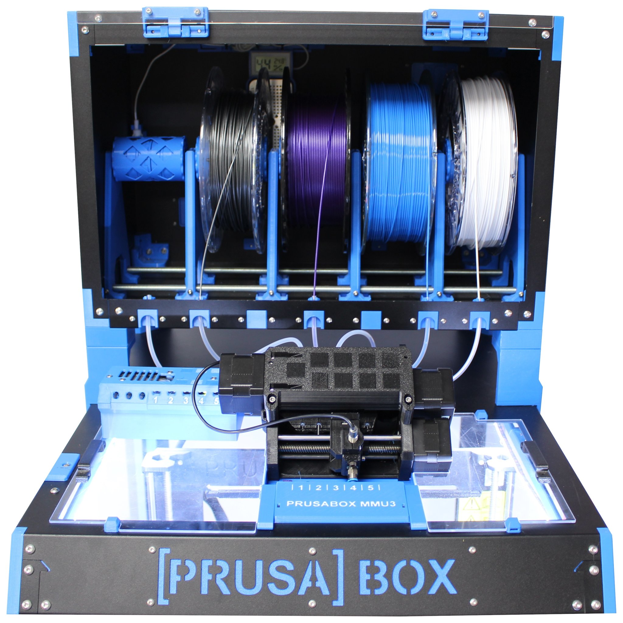 MMU2/MMU3 Autorewind spool holder with Spool tank and Prusabox