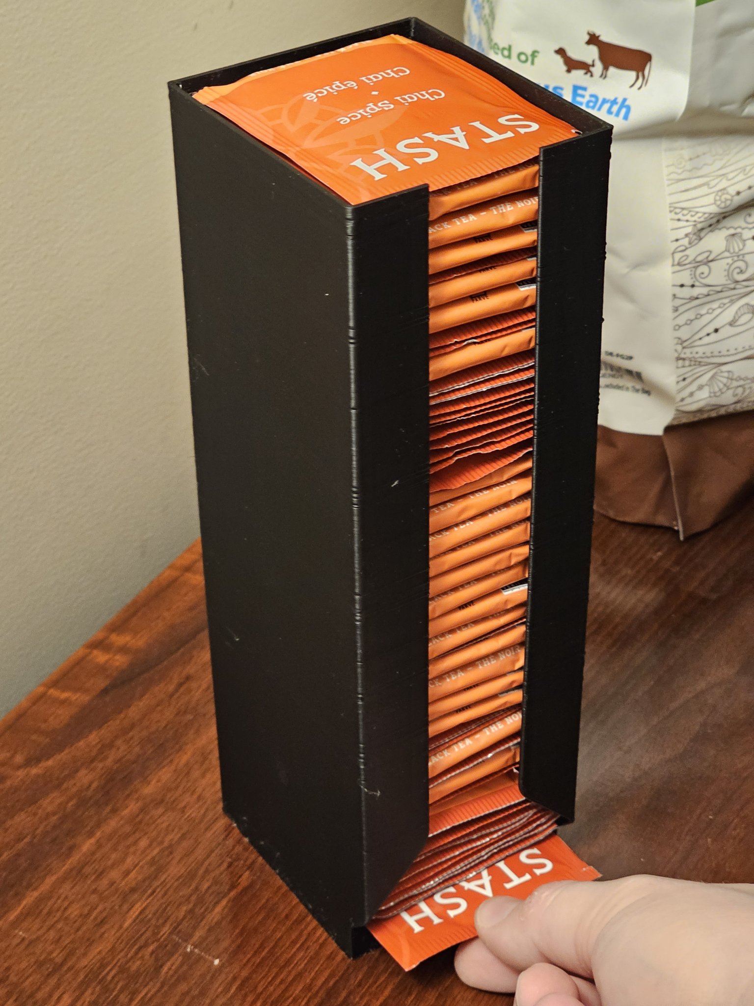 Tall Teabag Dispenser with easy-load slot