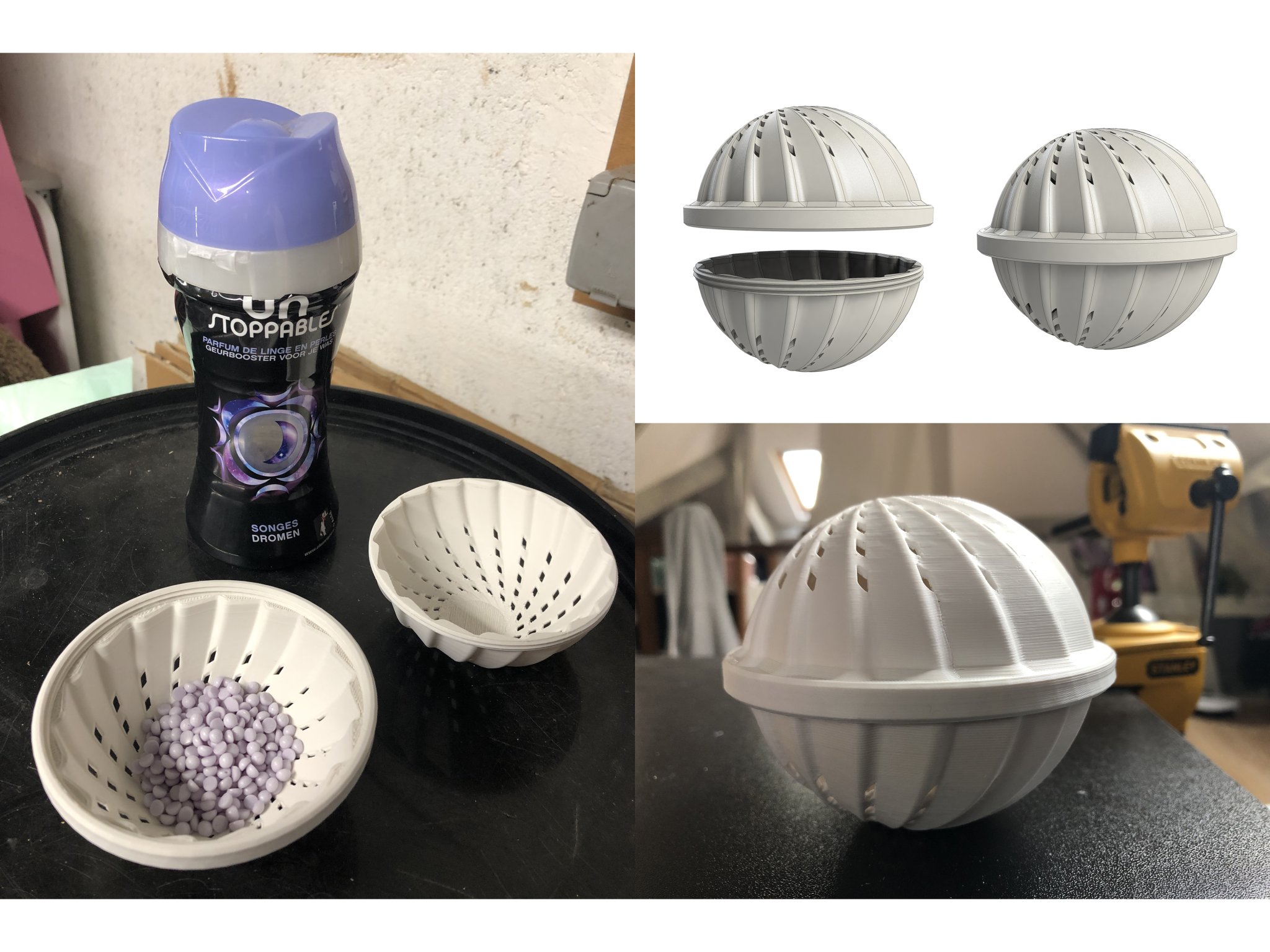 Washing ball for scented beads