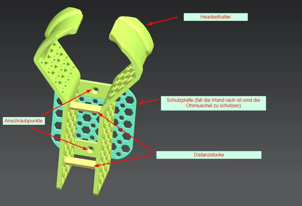 Tiêu đề Headphone Wallmount Hex Design - Headphone Wandhalter Tóm tắt